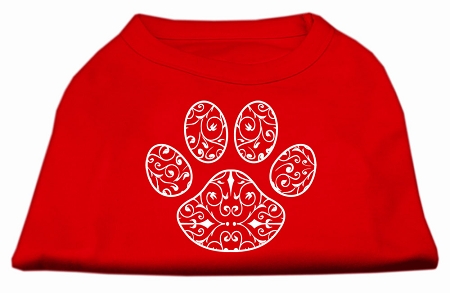 Henna Paw Screen Print Shirt Red XS